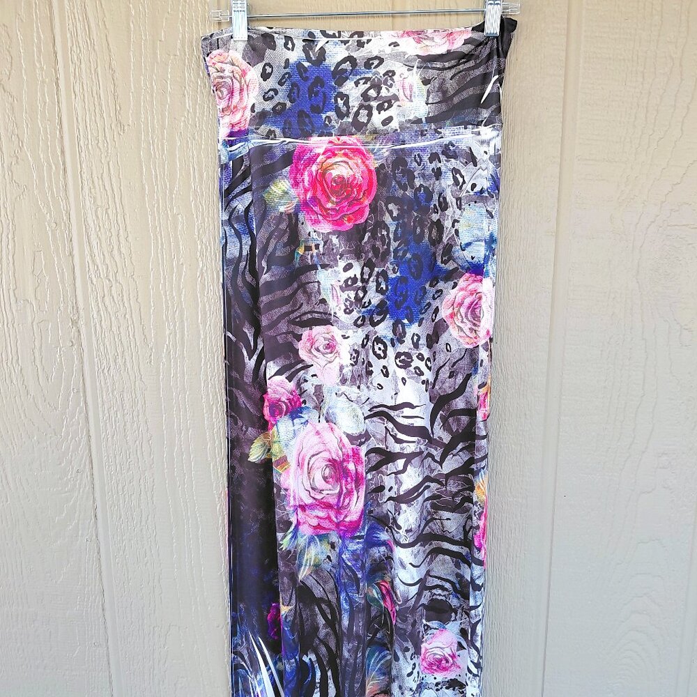 Floral Animal Print Long Maxi Stretch Skirt Size Large